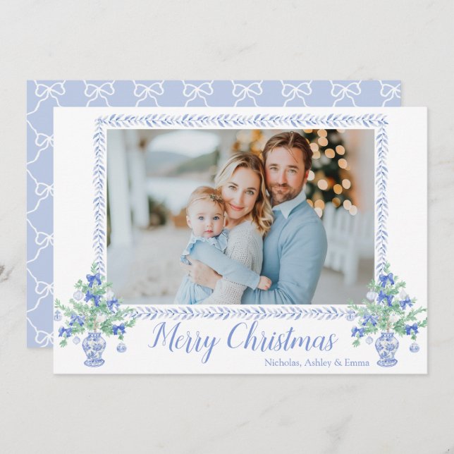 Cartão De Festividades Potes de gengibre de árvore de Natal em Chinoiseri (Frente/Verso)