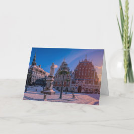 Cartão De Festividades Praça da Prefeitura de Riga no inverno
