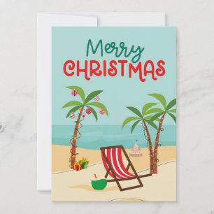 Cartão De Festividades Praia de Natal Feliz