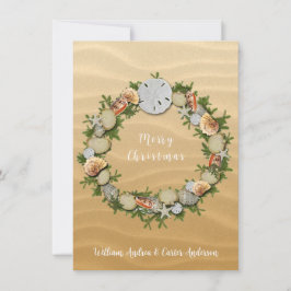 Cartão De Festividades Praia de Natal - Seashells Starfish Sand Dollar