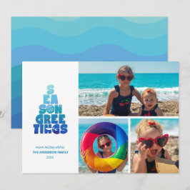 Cartão De Festividades Praia Mares e Saudações