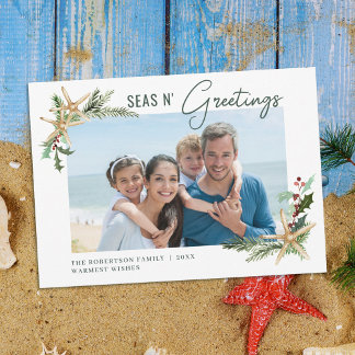 Cartão De Festividades Praia Natal Starfish Seas N Saudações Foto