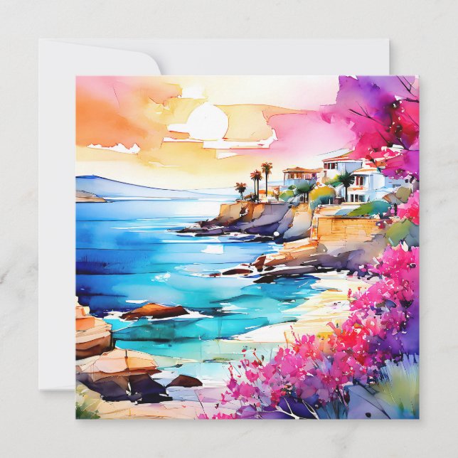 Cartão De Festividades "Praia Secluída" (Frente)