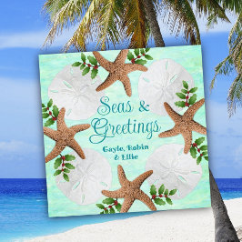 Cartão De Festividades Praia Shelly Christmas Love Wreath Flat