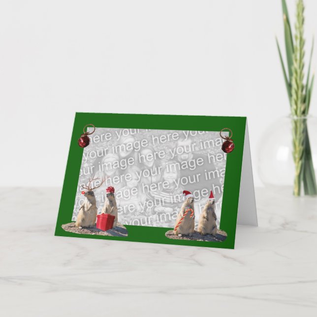 Cartão De Festividades Prairie Dog Christmas Photo Card (Frente)