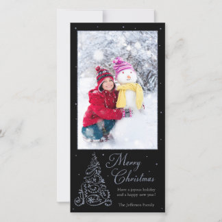 Cartão De Festividades Prata de Árvore de Natal ornamentado