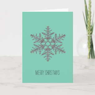 Cartão De Festividades Prata e Mint Faux Glitter Snowflake