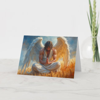 Cartão De Festividades Praying Angel In Field Thanksgiving Holiday Card