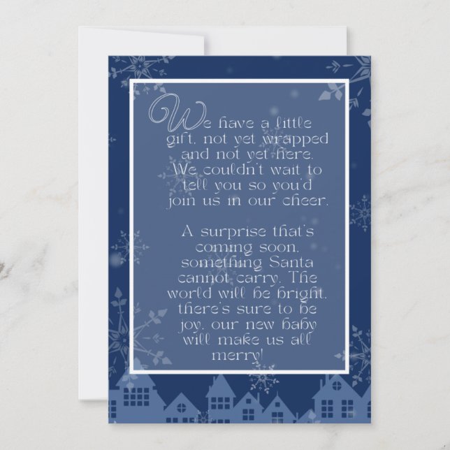 Cartão De Festividades Pregnancy Announcement Poem Card | Holiday Theme (Frente)