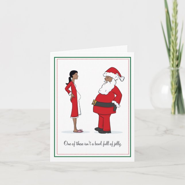 Cartão De Festividades Pregnancy Christmas Cards - African American (Frente)