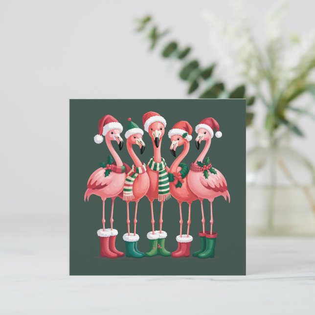 Cartão De Festividades Presente de Amante de Flamingo Natal Feliz Natal (Em pé/Frente)