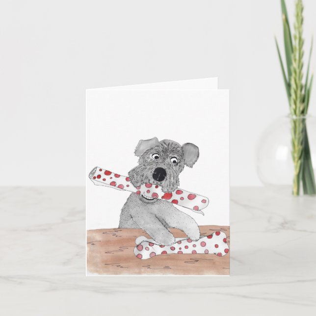 Cartão De Festividades Presente de embrulho Schnauzer (Frente)