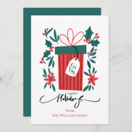 Cartão De Festividades Presente De Férias Felizes E Flores