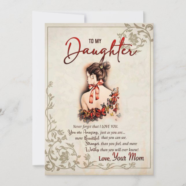 Cartão De Festividades Presente de Filha | Carta À Minha Filha Da Mãe (Frente)