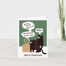 Cartão De Festividades Presente de Gato Engraçado (ideal para muitas ocas
