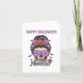 Cartão De Festividades Presente de Halloween da Mãe Monstro para Mamãe