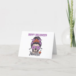 Cartão De Festividades Presente de Momster Halloween para a mamãe