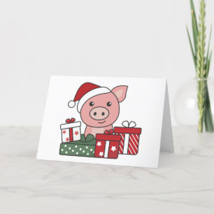 Cartão De Festividades Presente de Natal de Porco Animais de Inverno Porc