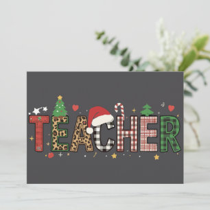 Cartão De Festividades Presente de Natal do Alfabeto para Professores Alu
