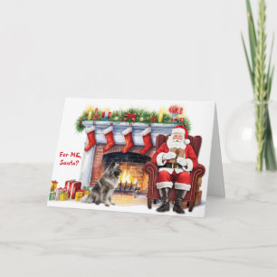 Cartão De Festividades Presente de Natal do Cão Keeshond no Natal