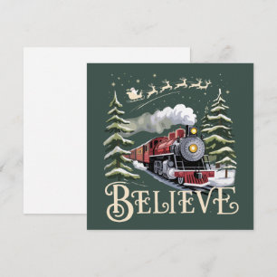 Cartão De Festividades Presente de Natal Polar Express Acredite Xmas Inve