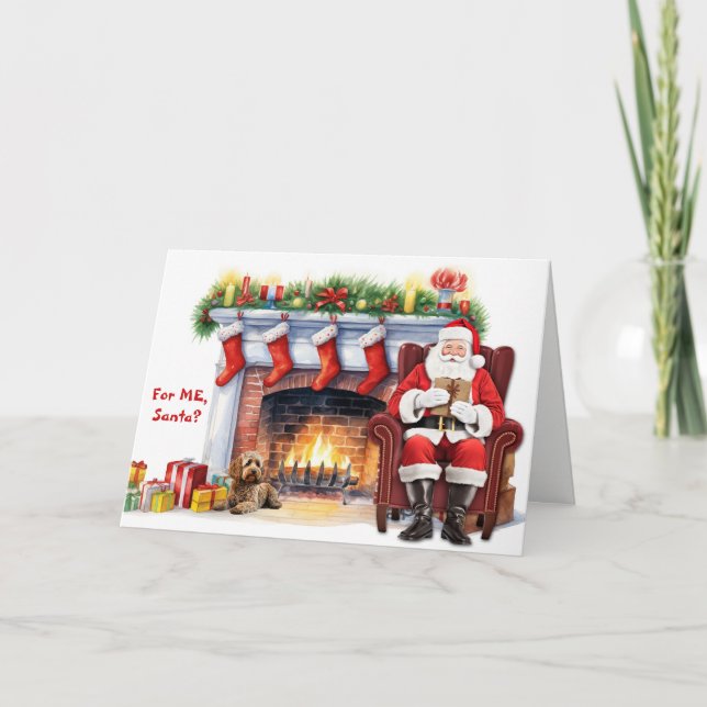 Cartão De Festividades Presente de Papai Noel Cockapoo Cachorro Natal (Frente)