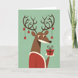 Cartão De Festividades Presente de presente de rena de Natal minimalista