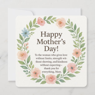Cartão De Festividades Presente do Dia das Mães com Aquarela Floral