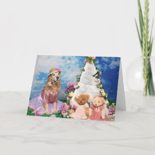 Cartão De Festividades Presente do Dia das Mães com Cachorro e Ursinhos