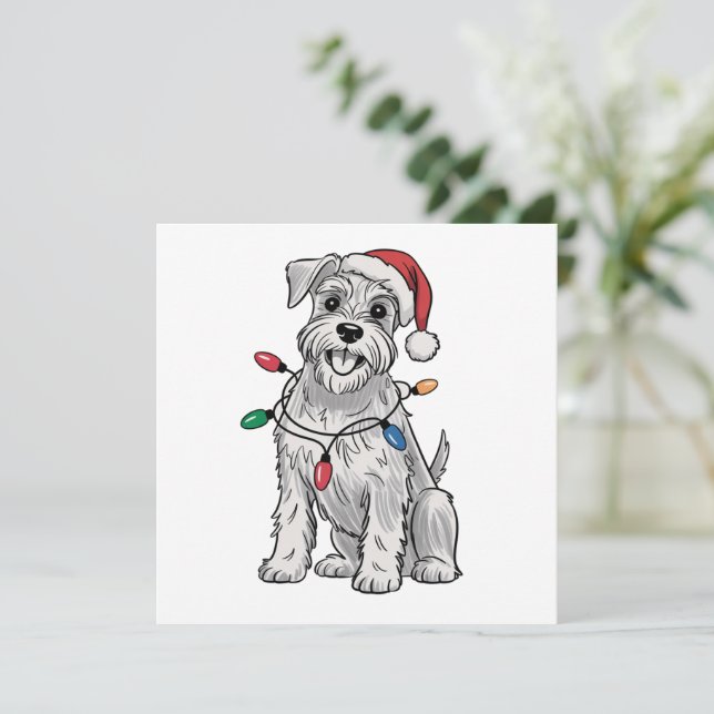 Cartão De Festividades Presente do Dia de Natal do Schnauzer Miniatura Am (Em pé/Frente)