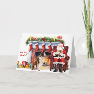 Cartão De Festividades Presente do Papai Noel São Bernardo Cão Natal