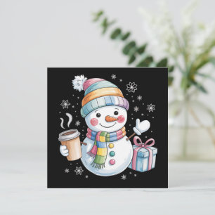 Cartão De Festividades Presente Homem de Neve Natal Férias Inverno Xmas C