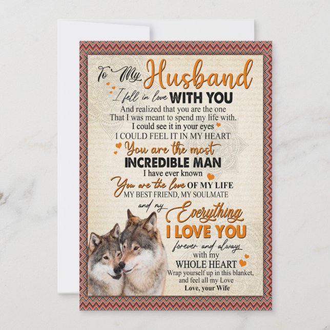 Cartão De Festividades Presente para Marido | Carta para o Meu Marido da  (Frente)