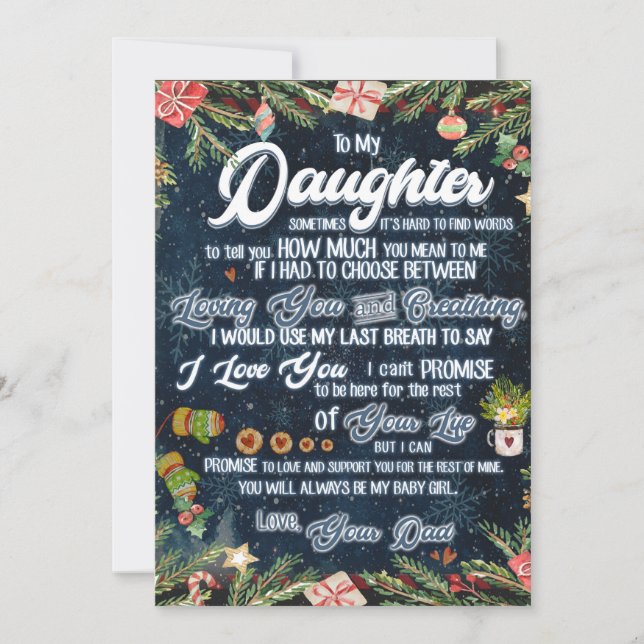 Cartão De Festividades Presente Para Minha Filha, Carta de Natal Para Fil (Frente)