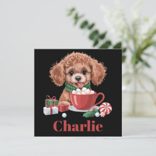 Cartão De Festividades Presente Personalizado com Nome Cachorro Poodle Am