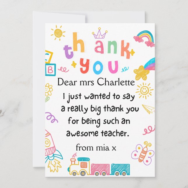 Cartão De Festividades Presente personalizado de professor, presente de p (Frente)