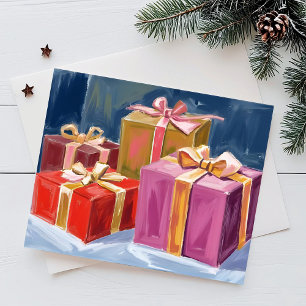 Cartão De Festividades Presentes Bonitos Aquarela