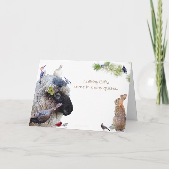 Cartão De Festividades Presentes de férias vêm em muitas formas: Felizes  (Frente)