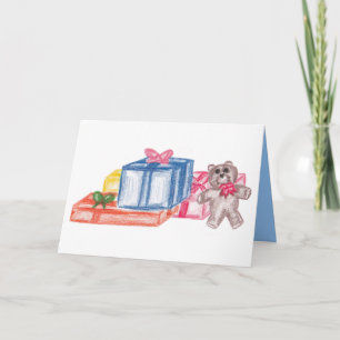 Cartão De Festividades Presentes de Natal Coloridos