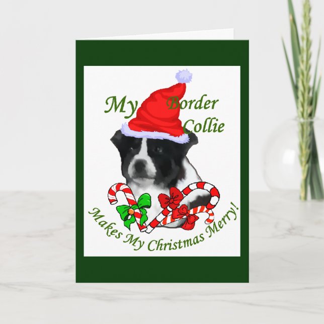 Cartão De Festividades Presentes de Natal da Border Collie (Frente)