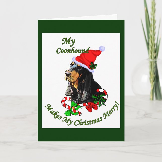 Cartão De Festividades Presentes de Natal de Black and Tan Coonhound (Frente)