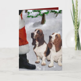 Cartão De Festividades Presentes de Natal de Caça-Basset