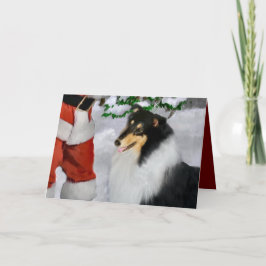 Cartão De Festividades Presentes de Natal de Collie Rough Rough Tricolor