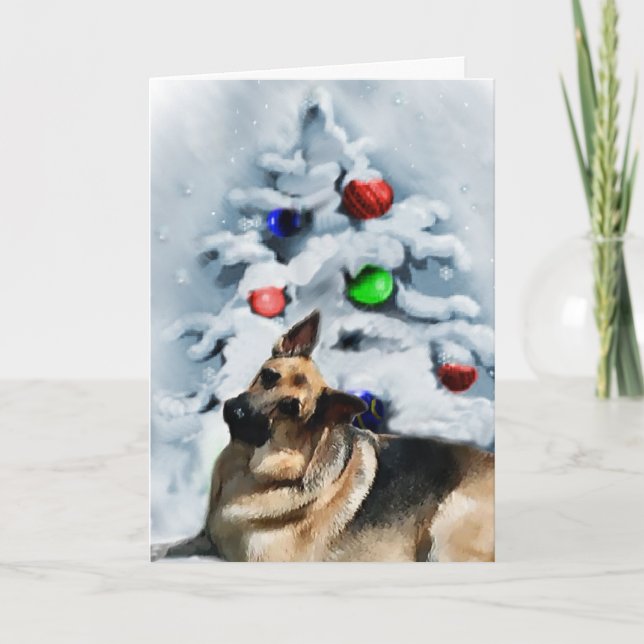 Cartão De Festividades Presentes de Natal de german shepherd (Frente)