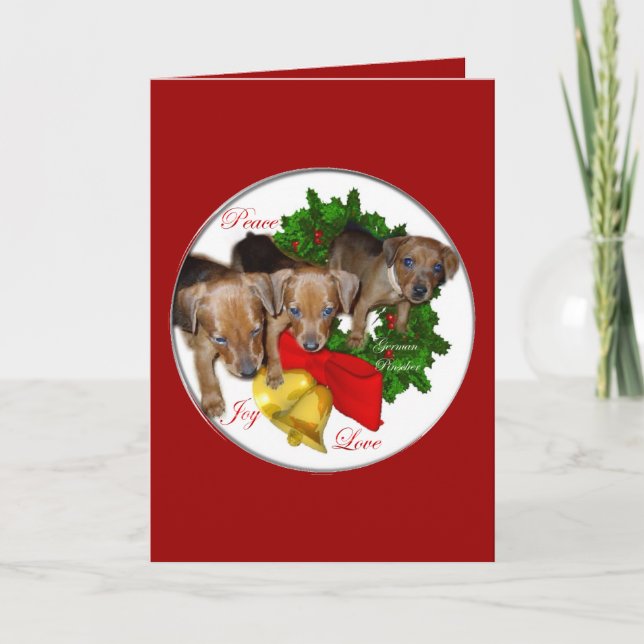 Cartão De Festividades Presentes de Natal do Pinscher Alemão (Frente)