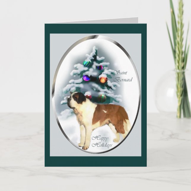 Cartão De Festividades Presentes de Natal do santo Bernard (Frente)