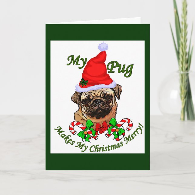 Cartão De Festividades Presentes de Natal dos Pug Amantes (Frente)