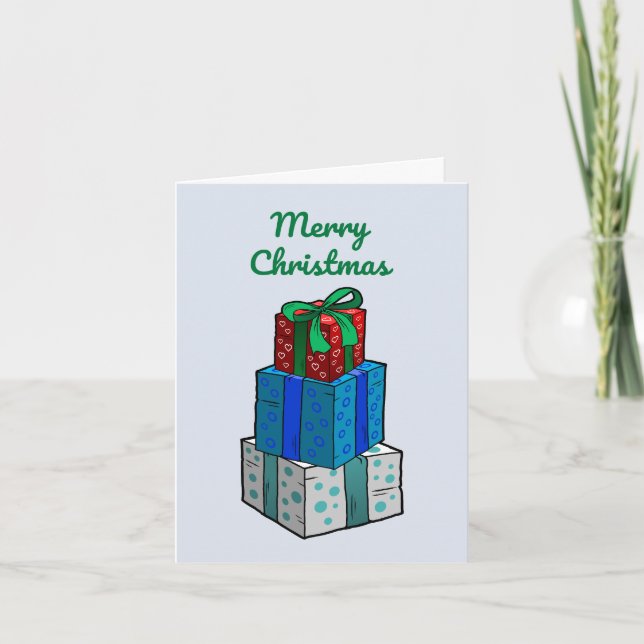 Cartão De Festividades Presentes de Natal Molhados (Frente)