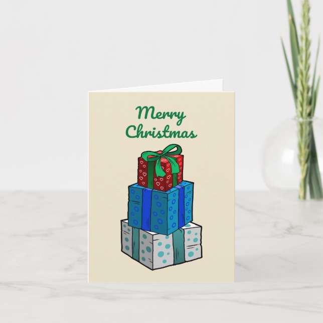 Cartão De Festividades Presentes de Natal Molhados (Frente)