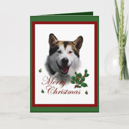 Cartão De Festividades Presentes de Natal no Alaska Malamute